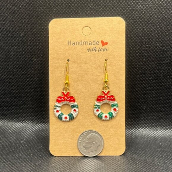 3/$12~Christmas Wreath Earrings - Picture 3 of 5